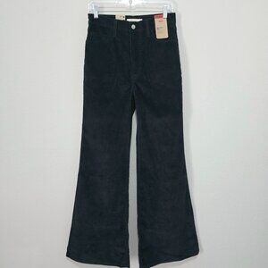 NWT Levi's Ribcage Bell Bottom Flare Corduroy Pants 70s Retro Size 29 Black